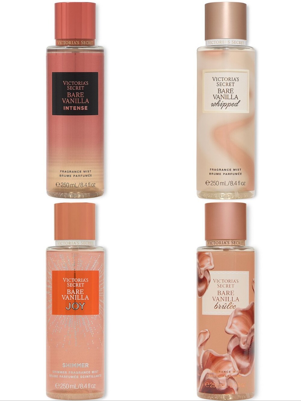 Victoria's Secret Bare Vanilla Fragrance Mist 4 Piece Set NEW RARE